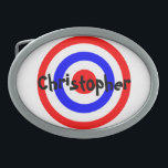 Bullseye Design Ovale Gürtelschnalle<br><div class="desc">Gürtelschnallen-Bullseye-Ziel,  dass Sie mit jedem Text Ihrer Wahl anpassen können. Wenn Sie Hilfe bei der Anpassung benötigen,  kontaktieren Sie uns über den Link auf dieser Seite. Gürtelschnalle für Bullseye.</div>