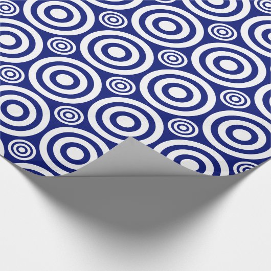 Bullseye-Gift Wrap-Blue-White Geschenkpapier (Ecke)