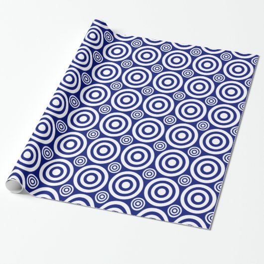 Bullseye-Gift Wrap-Blue-White Geschenkpapier (Ungerollt)