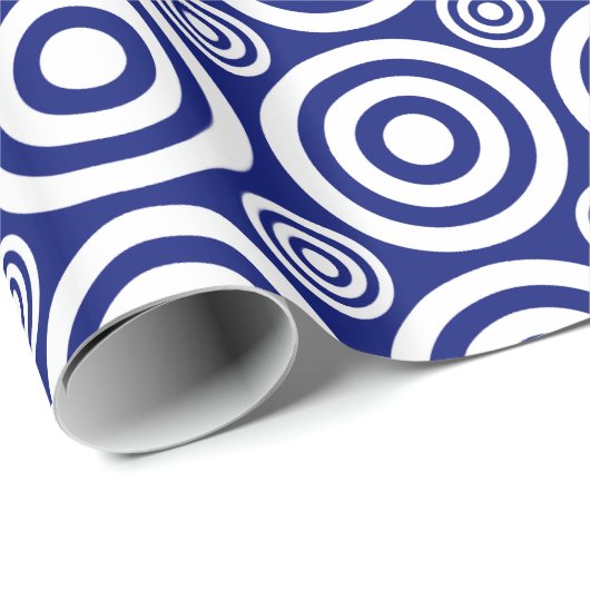 Bullseye-Gift Wrap-Blue-White Geschenkpapier (Rolleneckpunkt)