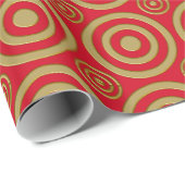 Bullseye-Gift Wrap-Gold-Red Geschenkpapier (Rolleneckpunkt)
