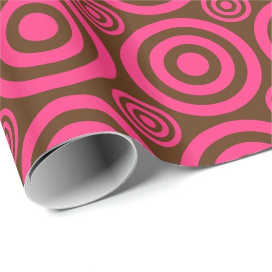 Bullseye-Gift Wrap-Pink-Brown Geschenkpapier (Rolleneckpunkt)