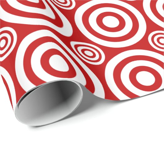 Bullseye-Gift Wrap-Red-White Geschenkpapier (Rolleneckpunkt)