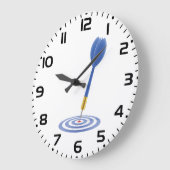 Bullseye Hit Blue Dart on Target Große Wanduhr (Winkel)