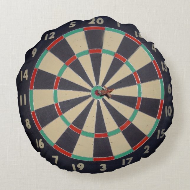 Bullseye im Dartboard, Rundes Kissen (Rückseite)