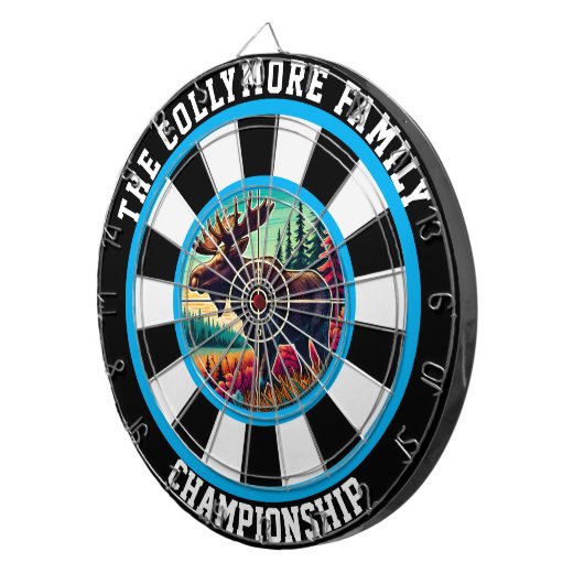 Bullseye Moose in Forest Art" Dartscheibe (Vorderseite rechts)