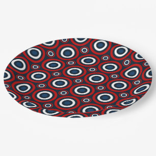 Bullseye-PAPER-TELLER-Rot-Blau Pappteller