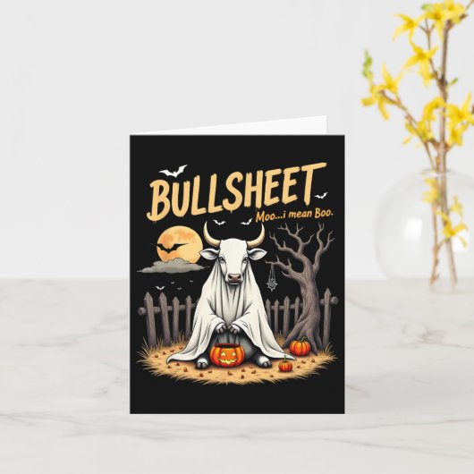Bullsheet Cow Ghost Halloween Puppe mit Jack O’ La Karte (Gelbe Blume)