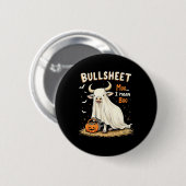Bullsheet Cow Ghost Puff Funny Halloween Trick ode Button (Vorne & Hinten)