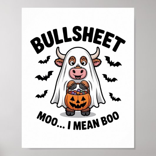 BULLSHEET Halloween Cute Cow in Ghost Poster (Vorne)