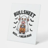 BULLSHEET Halloween Niedliche Kuh im Geist Sockelschild (Vorderseite)