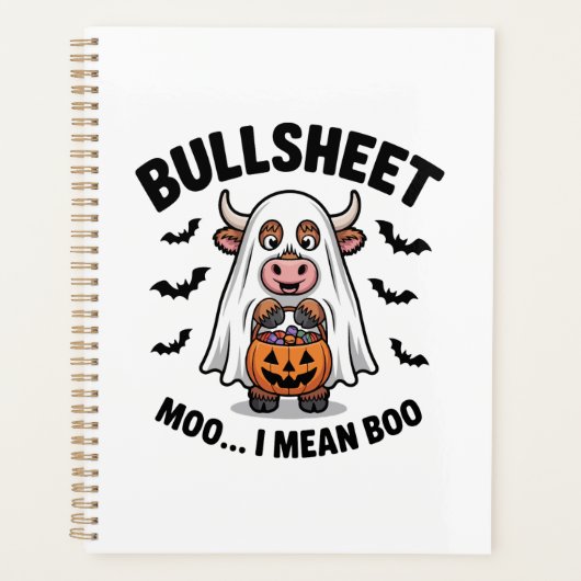 BULLSHEET Halloween Süße Kuh im Geist Planer (Vorderseite)