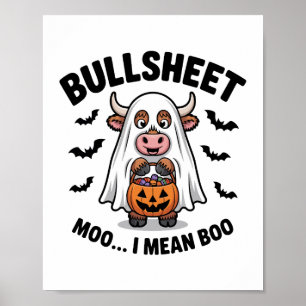 BULLSHEET Halloween Süße Kuh im Geist Poster