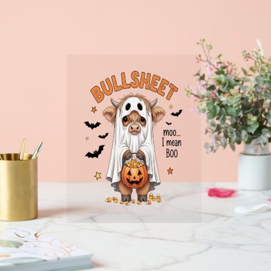 Bullsheet Highland Cow Funny Ghost Acrylschild (Hochzeit)