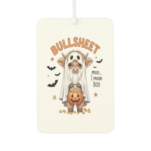 Bullsheet Highland Cow Funny Ghost Autolufterfrischer (Vorderseite)