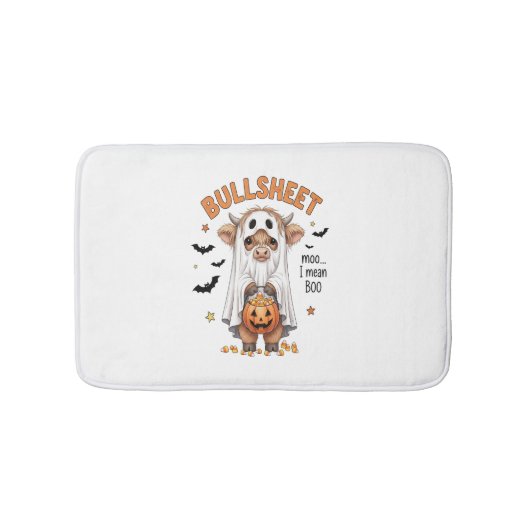 Bullsheet Highland Cow Funny Ghost Badematte (Vorderseite)
