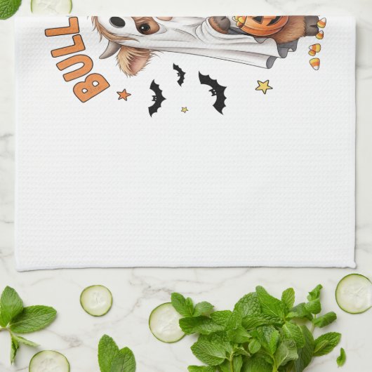 Bullsheet Highland Cow Funny Ghost Geschirrtuch (Gefaltet)