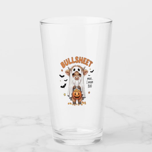 Bullsheet Highland Cow Funny Ghost Glas (Vorderseite)