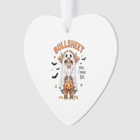 Bullsheet Highland Cow Funny Ghost Ornament (Vorderseite)