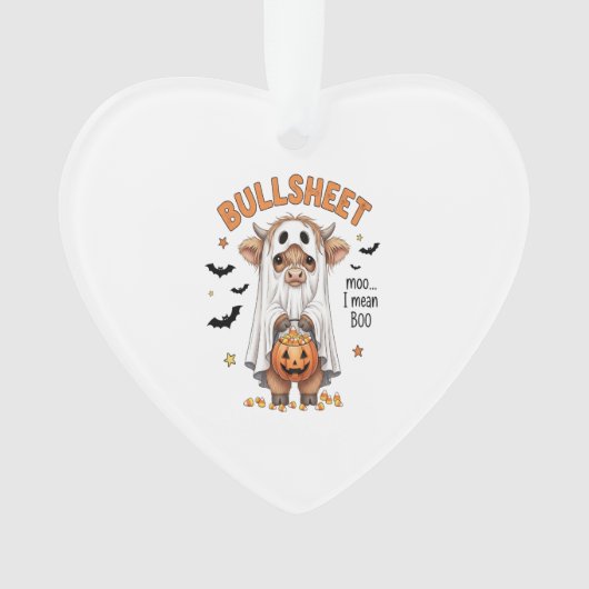 Bullsheet Highland Cow Funny Ghost Ornament (Vorderseite)
