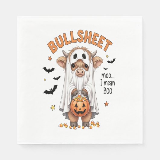 Bullsheet Highland Cow Funny Ghost Serviette (Vorderseite)