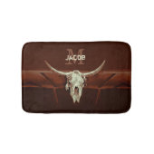 Bullskull-Brawn-Monogramm-Western Rustikal Badematte (Vorderseite)