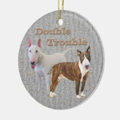 Bullterrier-doppelte Problem-Verzierung Keramikornament (Links)