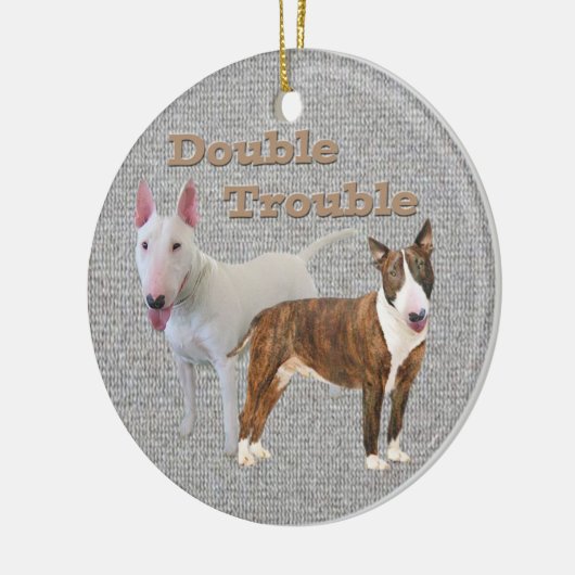 Bullterrier-doppelte Problem-Verzierung Keramikornament (Links)