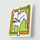 Bullterrier-Gewohnheits-Wanduhr Quadratische Wanduhr (Winkel)