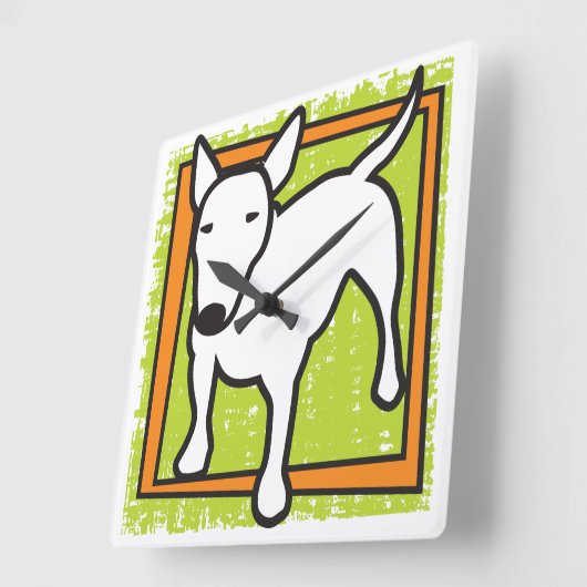 Bullterrier-Gewohnheits-Wanduhr Quadratische Wanduhr (Winkel)