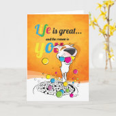 Bullterrier-Gruß-Karte "Leben ist groß… " Karte (Gelbe Blume)