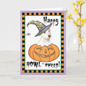 Bullterrier Halloween Karte (Gelbe Blume)