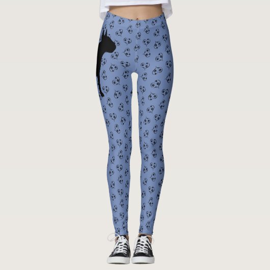 Bullterrier-Herz-Muster Leggings (Vorderseite)