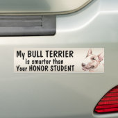 Bullterrier - intelligenter als Student - lustig Autoaufkleber (Auf Auto)