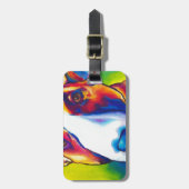 Bullterrier rot und Weiß 2 Gepäckanhänger (Vorderseite vertikal)