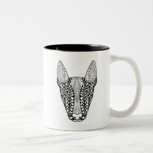 Bullterrier-Skizze Zweifarbige Tasse