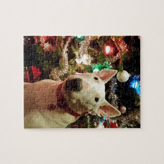 Bullterrier Weihnachtsgeschenkbaum Puzzle (Horizontal)