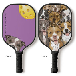 BullTerriers auf einem Lila Pickleball Paddel Schläger