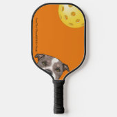 BullTerriers auf einem Orange Pickleball Paddel Schläger (Vorderseite)