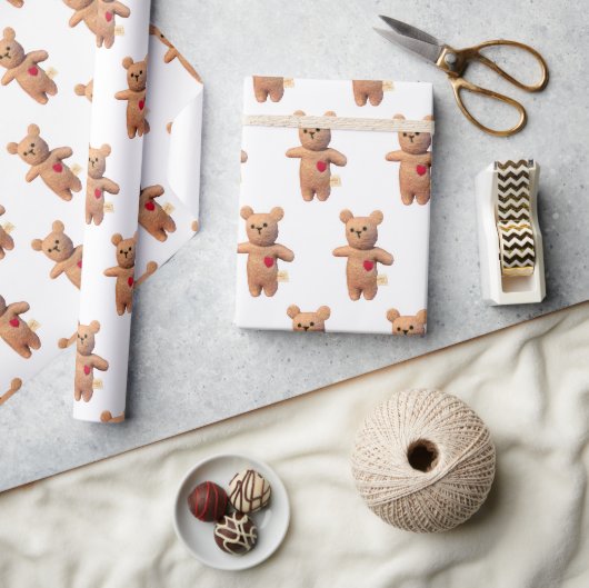 Bully Buddy Brown Bear Animal Wrapping Paper Geschenkpapier (Kunsthandwerk)