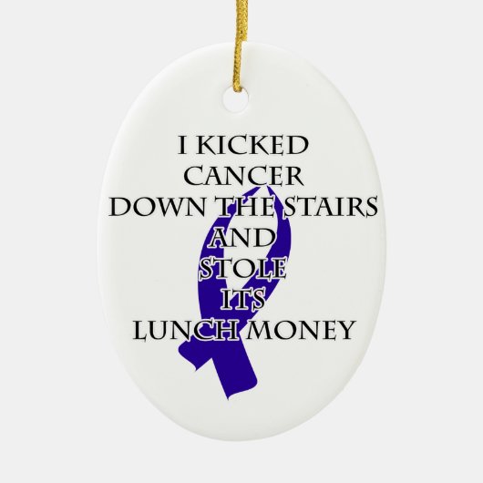 Bully Cancer (Dark Blue Ribbon) Keramikornament (Vorne)