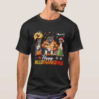 Bully Dog Happy Hallothanksmas Halloween Thanksgiv T-Shirt
