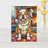 Bully Jolly American Bulldog Christmas Karte (Gelbe Blume)