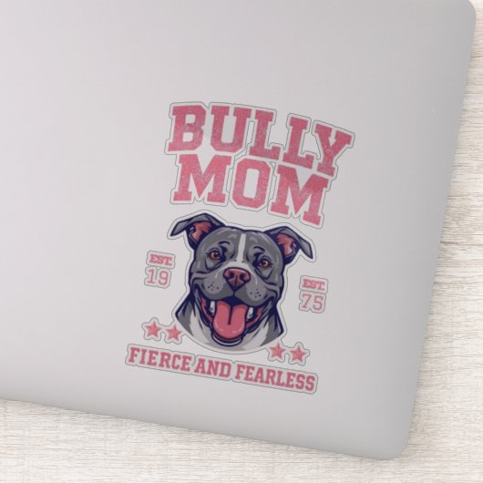 Bully Mom -Fierce Fearless- Pink Pit Bull Dog Art Aufkleber (Detail)