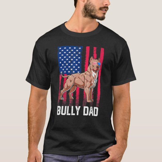 Bully Vater Dog American Flag Patriotic Merica 4th T-Shirt (Vorderseite)