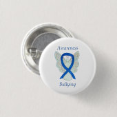 Bullying Awareness Angel Blue Ribbon Button (Vorne & Hinten)