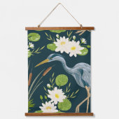 Bulrush Lily Blume Vogelherde Landschaft Wandteppich Mit Holzrahmen (Vorderseite)