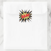Bum! Quadratischer Aufkleber (Tasche)