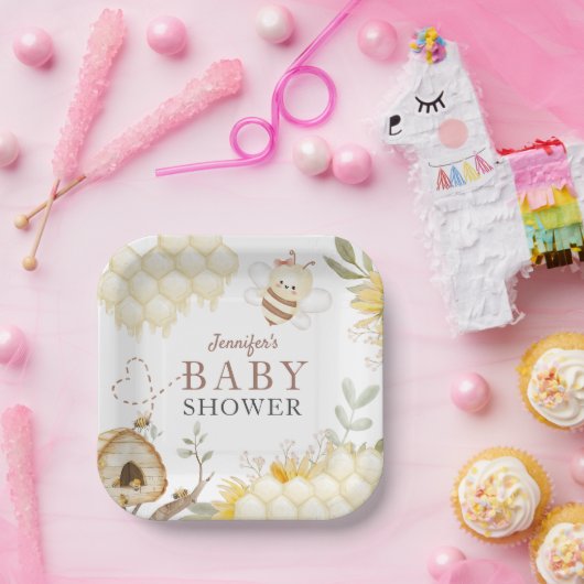 Bumble Bee Baby Duschpapier Teller (Party)