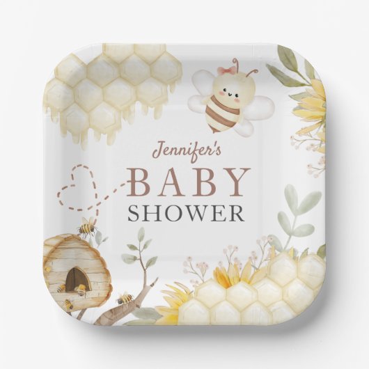 Bumble Bee Baby Duschpapier Teller (Vorderseite)